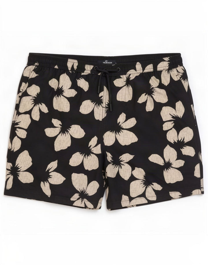 Pantaloncini da bagno da uomo Marks & Spencer medio nero floreale poliestere
