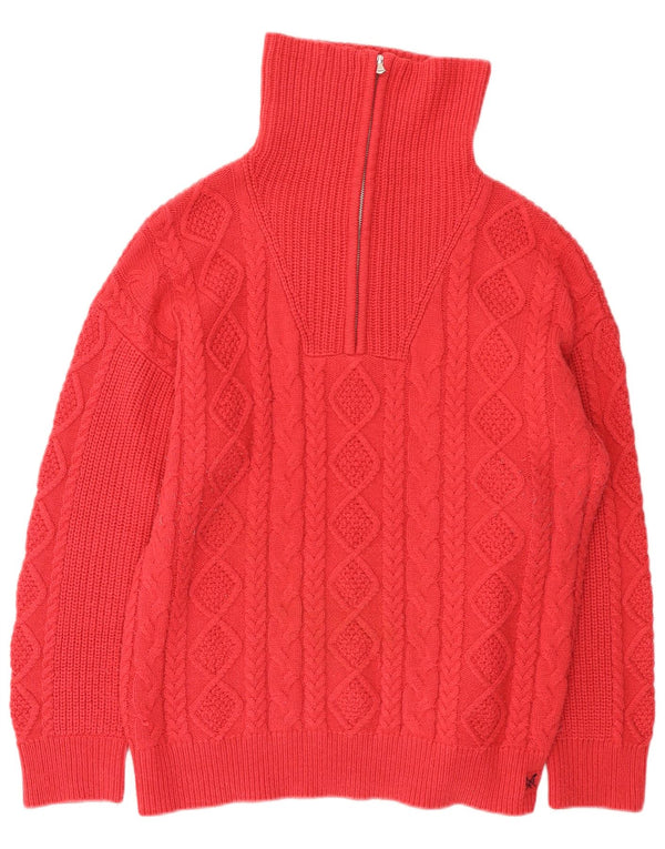 Crew Clothing Maglione da donna con collo con zip UK 16 Grande acrilico rosa