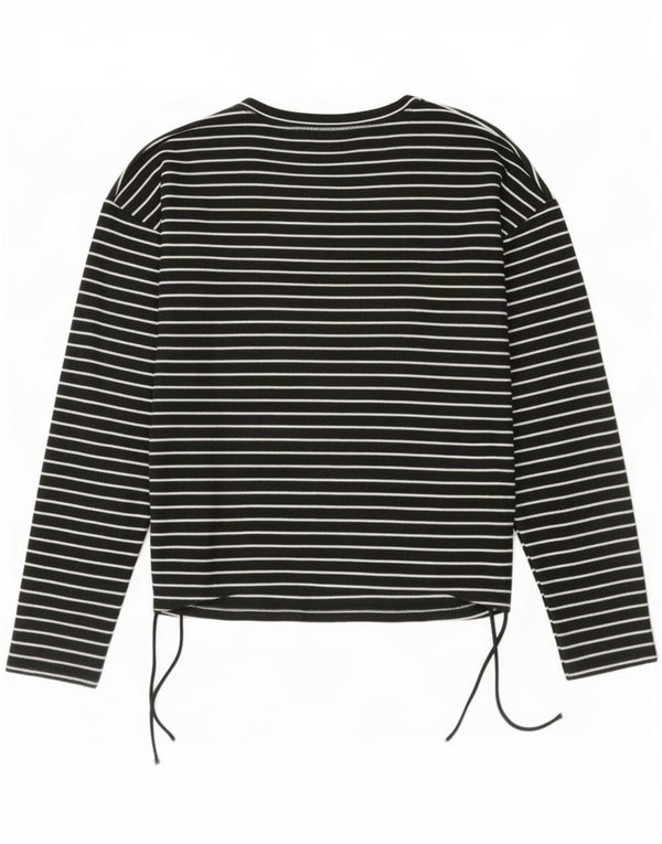 Top Zara da donna a maniche lunghe UK 16 grande poliestere gessato nero
