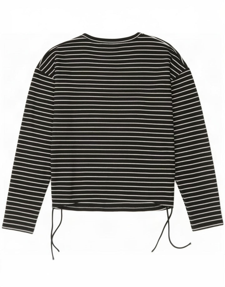 Top Zara da donna a maniche lunghe UK 16 grande poliestere gessato nero