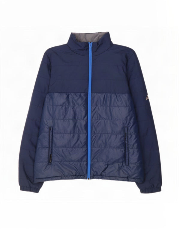 Adidas Mens Padded Jacket UK 40 Large Navy Blue Polyester