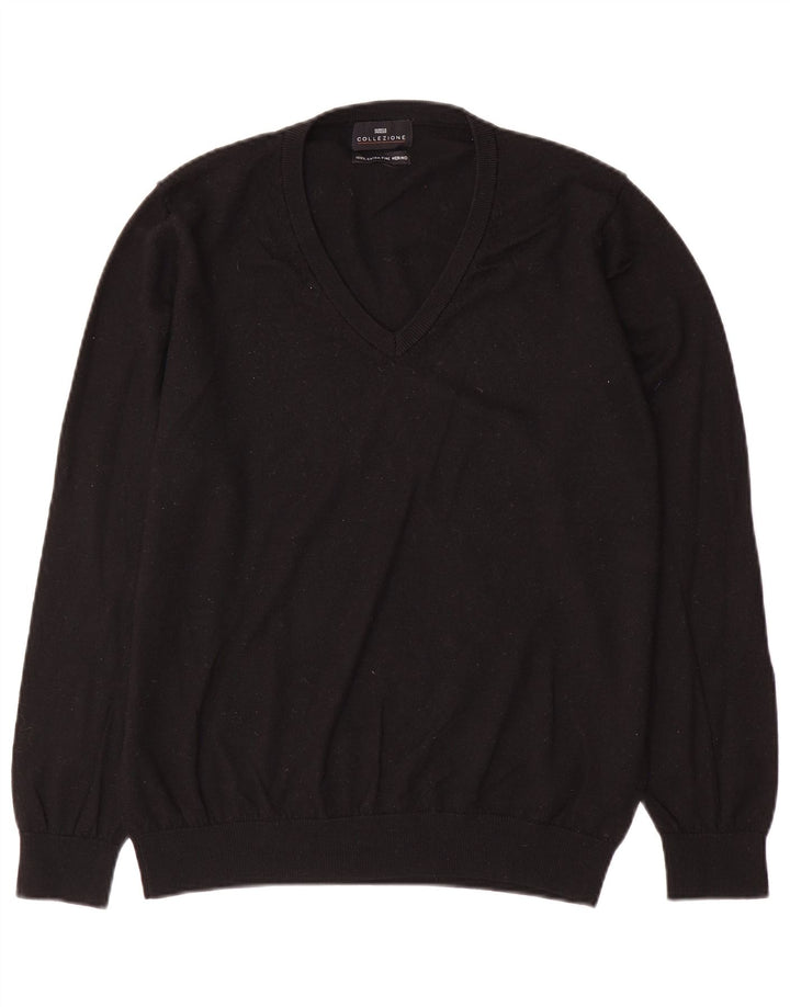 Maglione da uomo con scollo a V Marks & Spencer grande lana nera