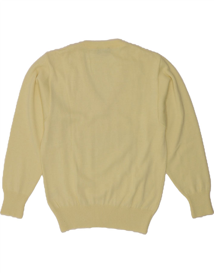 VINTAGE Mens V-Neck Jumper Sweater IT 50 Medium Yellow Polyacrylic Vintage Vintage and Second-Hand Vintage from Messina Hembry 