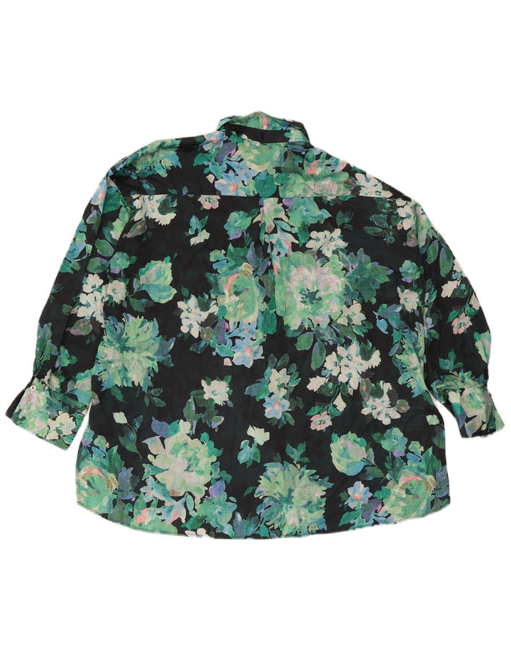 Camicetta oversize da donna Zara UK 16 Poliestere floreale verde grande
