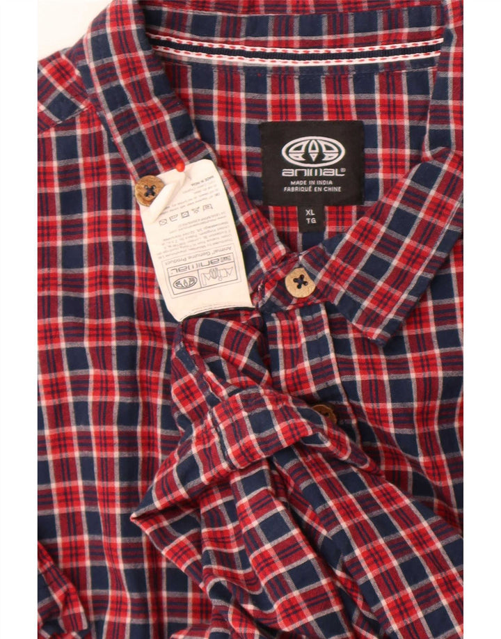 Camicia a maniche corte da uomo Animal XL in cotone a quadri rossi