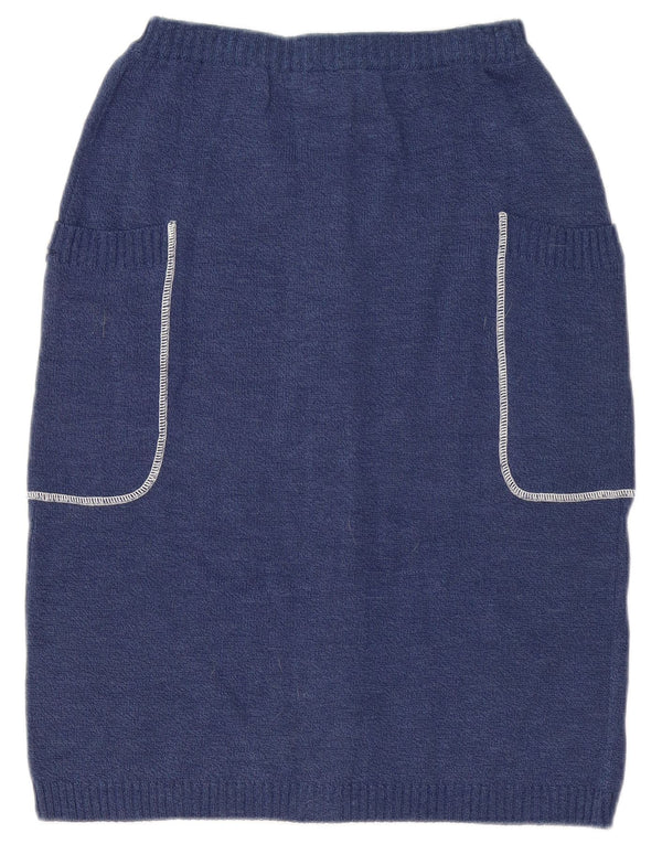 Vintage Womens Knit Pencil Skirt IT 46 Large W32  Navy Blue Cotton