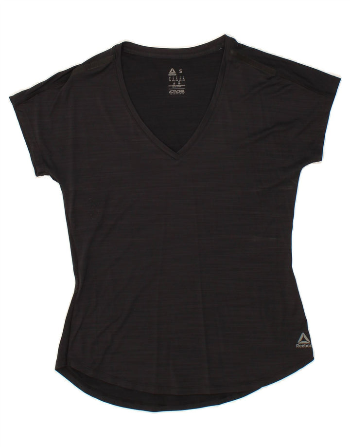 REEBOK Womens T-Shirt Top UK 8/10 Small Black Vintage Reebok and Second-Hand Reebok from Messina Hembry 