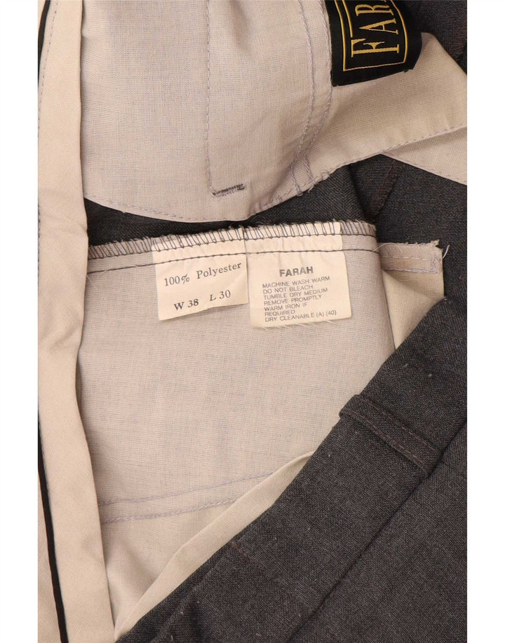Pantaloni da completo da uomo con pegging Farah W38 L30 poliestere grigio