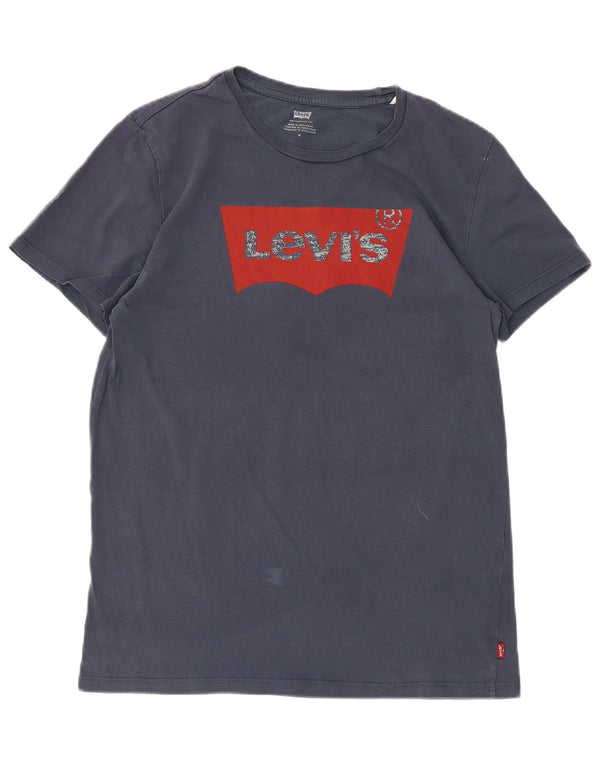 T-shirt grafica da donna Levi's Top UK 12 medio blu navy