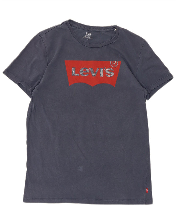 T-shirt grafica da donna Levi's Top UK 12 medio blu navy