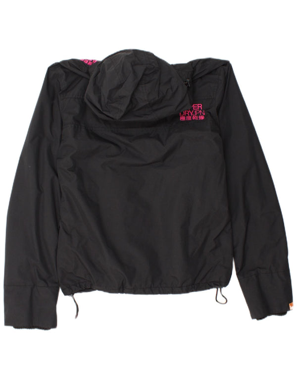 Giacca a vento con cappuccio da donna Superdry UK 14 grande nylon nero