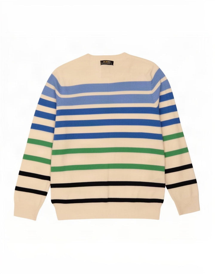 Maglione maglione girocollo da donna Marks & Spencer UK 12 a righe bianche medie