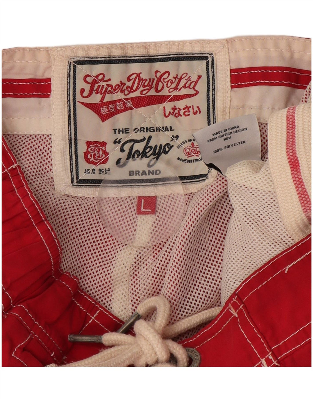 Pantaloncini da bagno grafici da uomo Superdry grandi in poliestere rosso