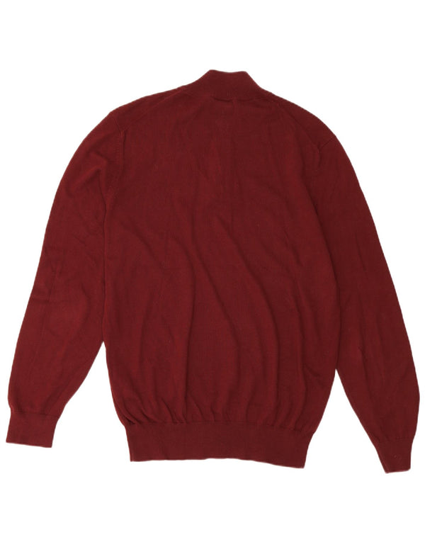 Hugo Boss Maglione da uomo con zip e collo grande in cotone bordeaux