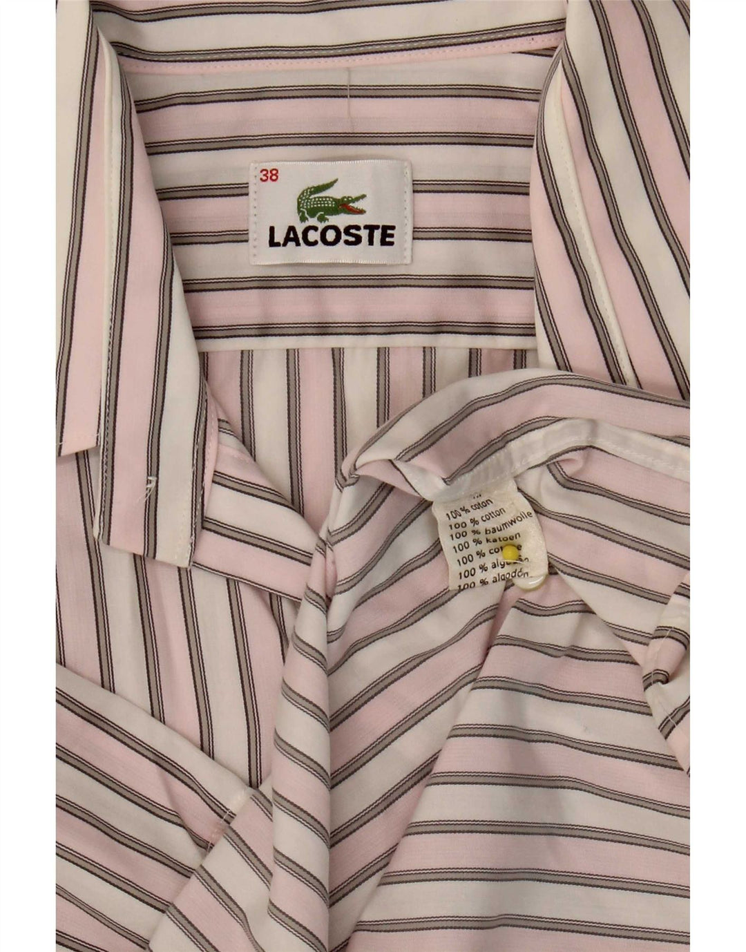 Camicia a maniche corte da uomo Lacoste taglia 38 cotone a righe rosa medio