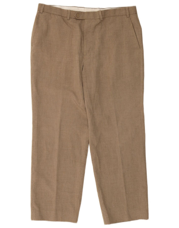 Pantaloni da abito dritti da uomo Marks & Spencer W38 L27 Poliestere beige