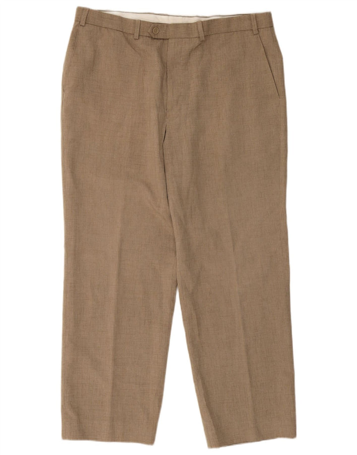 Pantaloni da abito dritti da uomo Marks & Spencer W38 L27 Poliestere beige