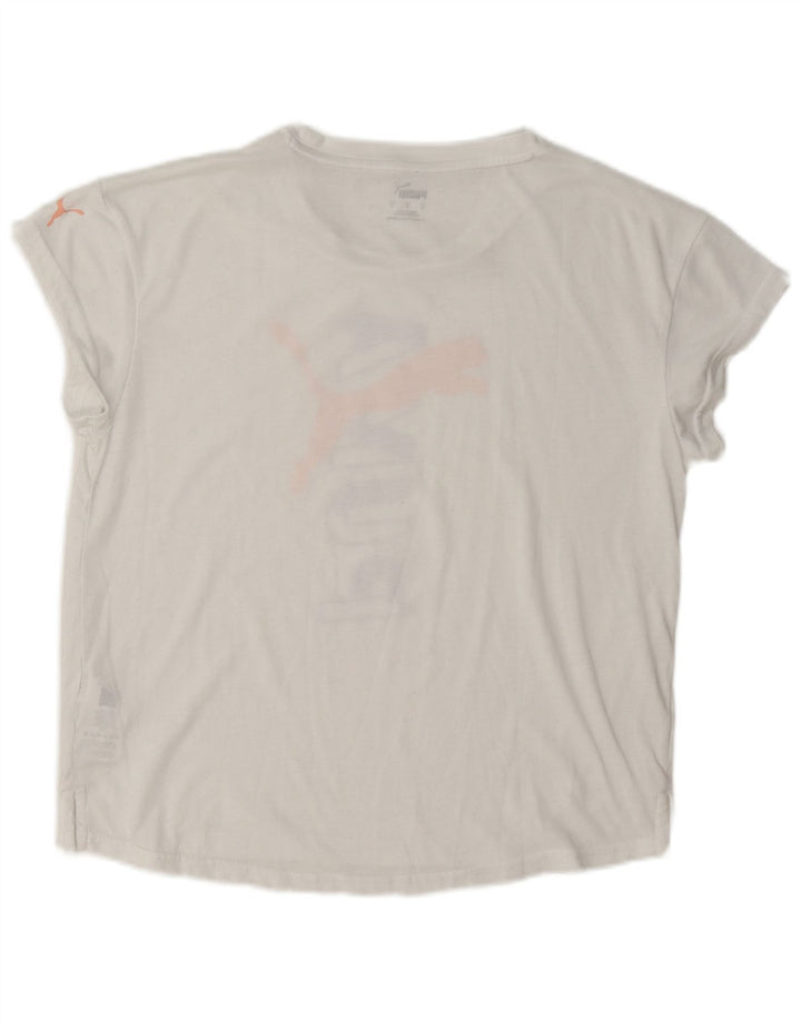 T-shirt grafica oversize da donna Puma UK 10 piccola bianca in poliestere