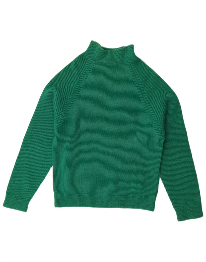 Maglione maglione vintage da donna con collo dolcevita UK 14 Verde medio