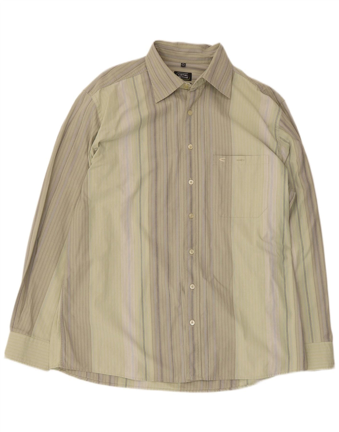 Camicia da uomo Camel Active in cotone a righe verdi grandi