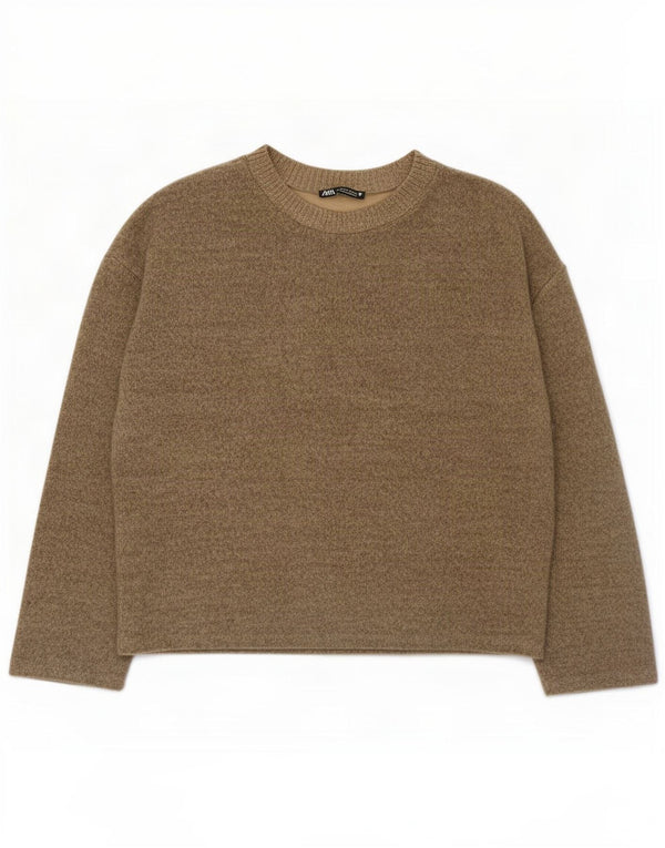 Zara Camicetta da donna UK 14 Marrone medio chiazzato