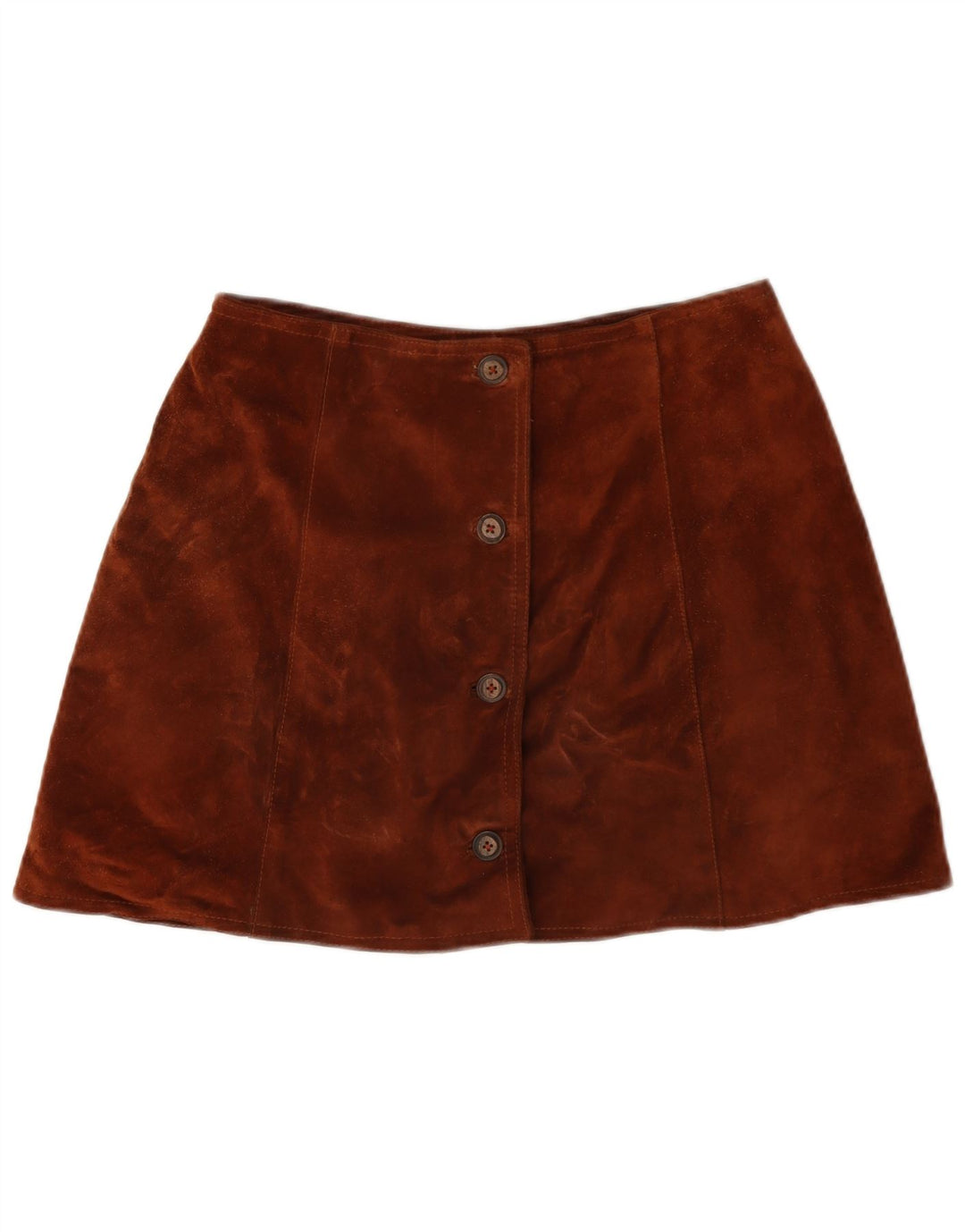 Minigonna vintage da donna in pelle scamosciata W28 Marrone medio