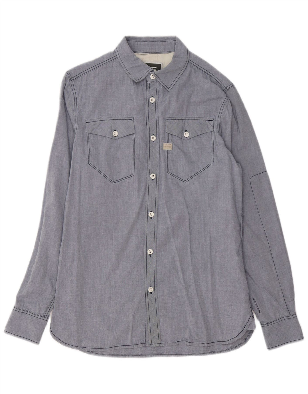 Camicia da uomo G-STAR in cotone blu medio