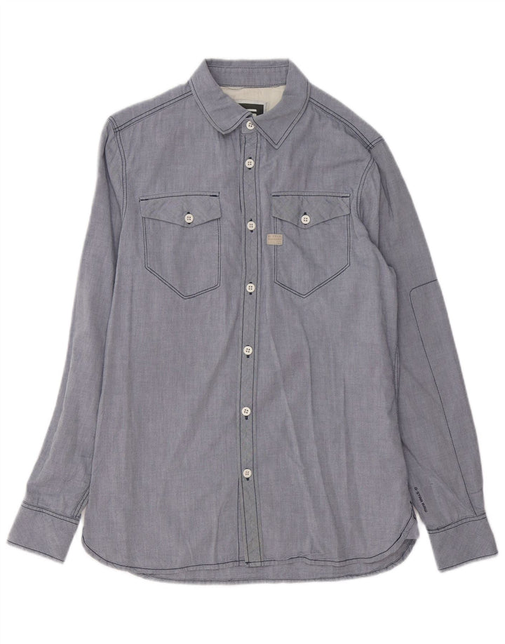 Camicia da uomo G-STAR in cotone blu medio