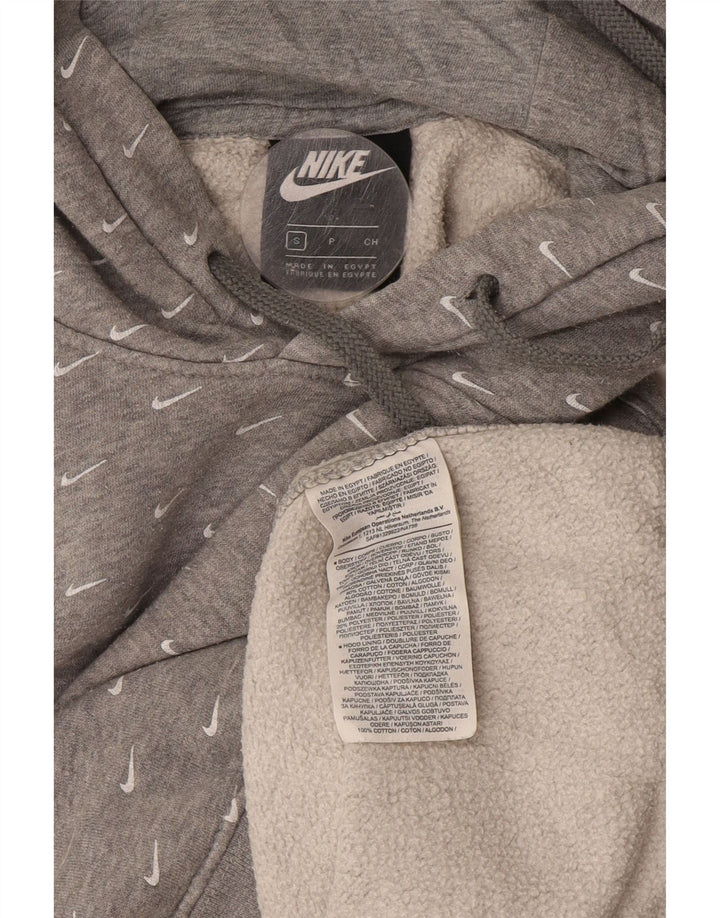 Felpa con cappuccio grafica Nike da uomo piccola in cotone grigio