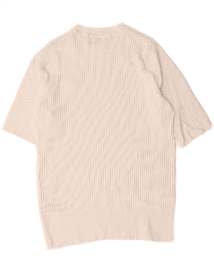 Maglione corto girocollo da donna Marks & Spencer UK 10 piccolo bianco