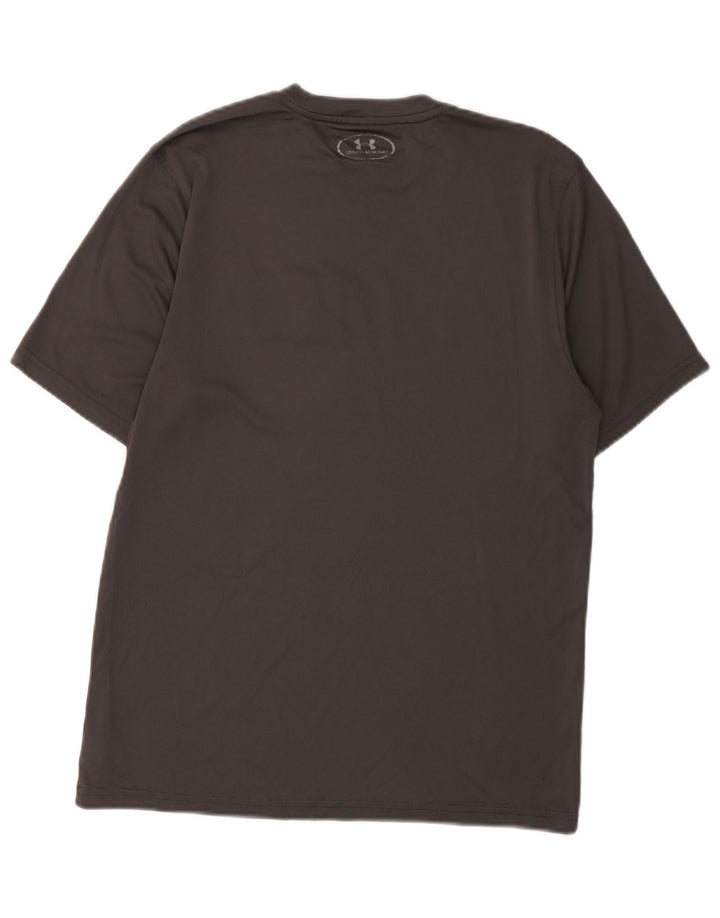T-shirt grafica da uomo Under Armour Heat Gear Top piccolo in poliestere grigio