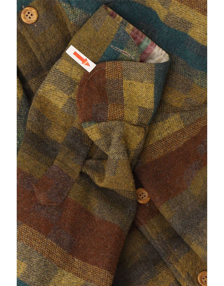 Massaro Camicia da uomo in flanella a righe grandi color kaki