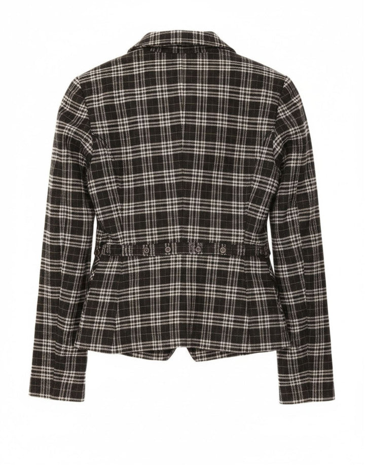 Giacca Blazer a 2 Bottoni da Donna Roccobarocco IT 44 Cotone Medio a Quadri Nero