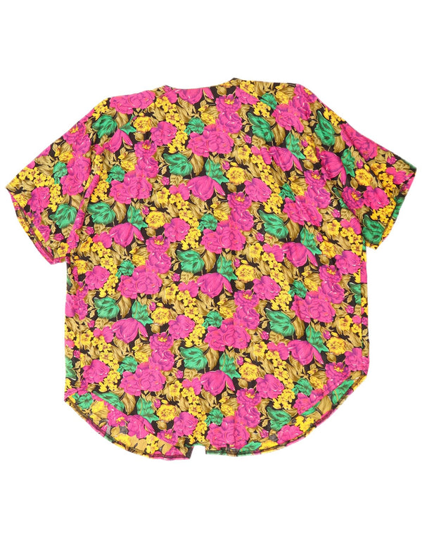 Camicetta camicia oversize da donna VINTAGE UK 22 3XL floreale multicolore