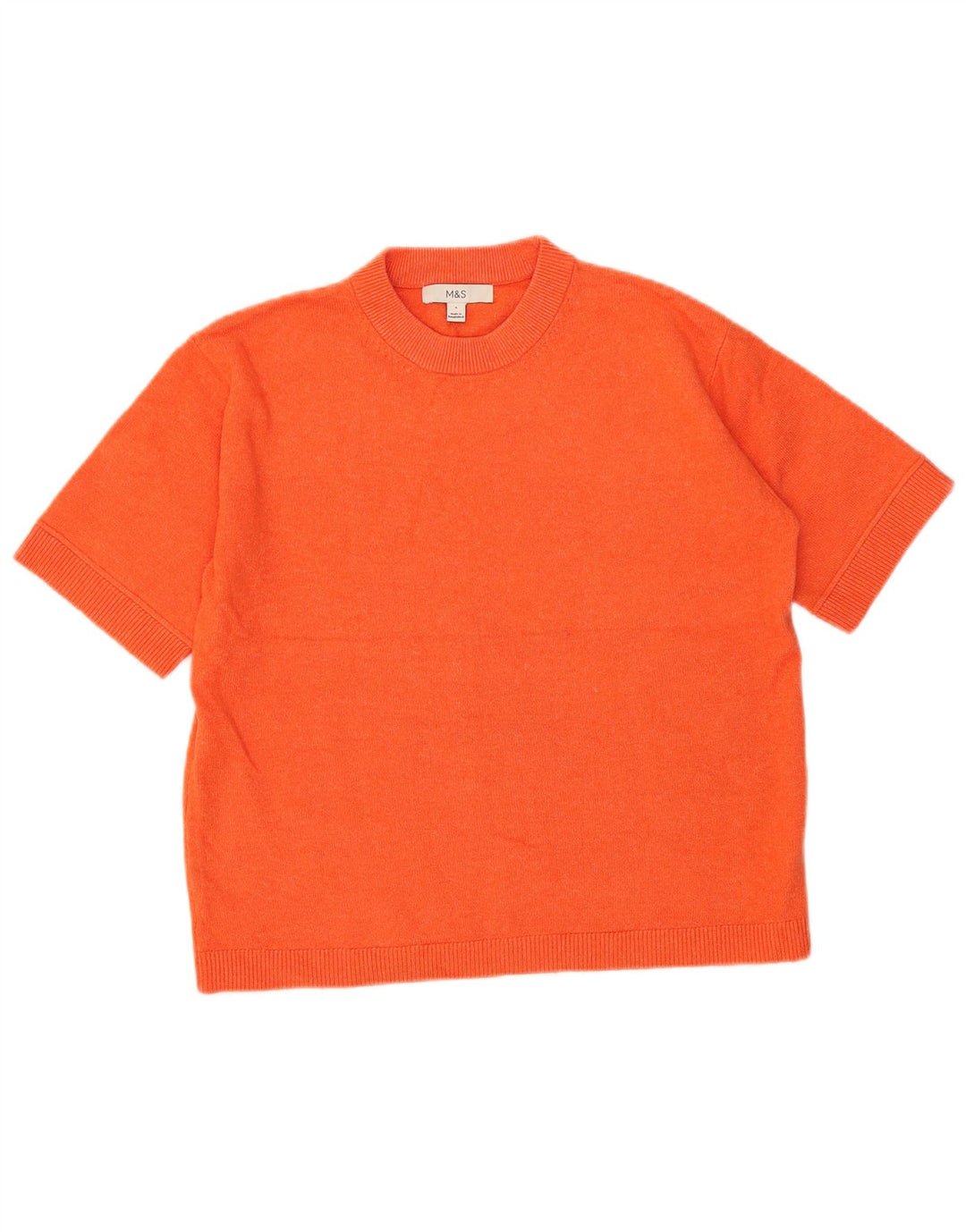 Marks & Spencer T-shirt oversize da donna Top UK 10 Small Arancione Poliestere