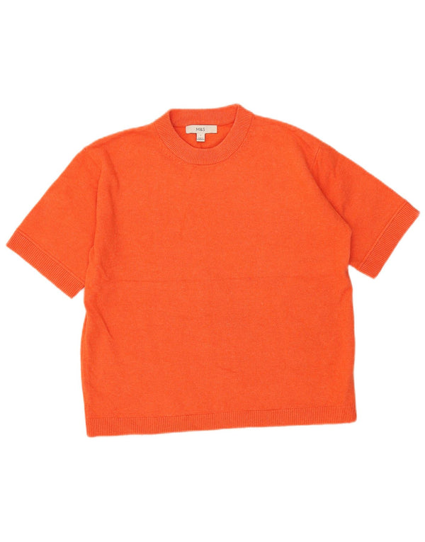 Marks & Spencer T-shirt oversize da donna Top UK 10 Small Arancione Poliestere