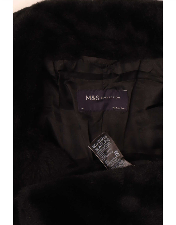 Giacca in pelliccia sintetica da donna Marks & Spencer UK 14 poliestere nero medio
