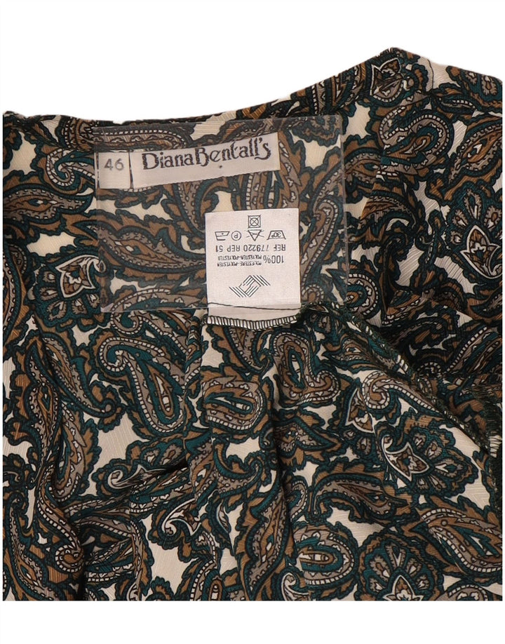 DIANA BENTALLS Camicia Camicetta da donna IT 46 Large Marrone Paisley Poliestere