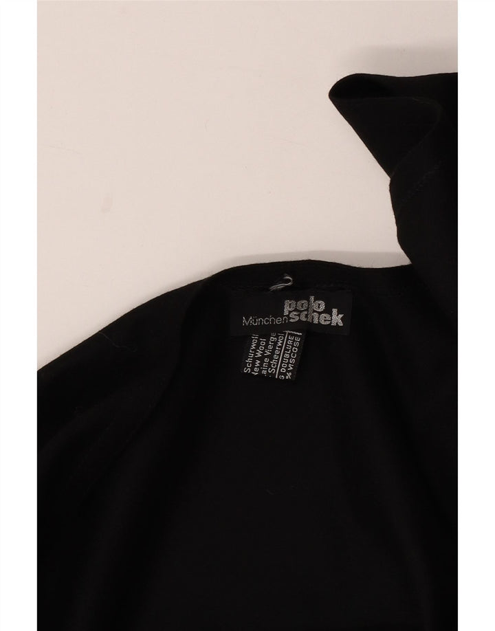 Maglione poncho asimmetrico da donna vintage, taglia unica, in lana nera