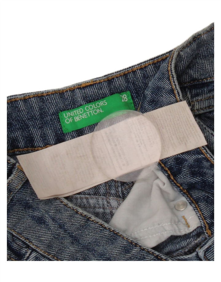 Pantaloncini di jeans con grafica invecchiata Benetton da donna W28 Blu medio floreale