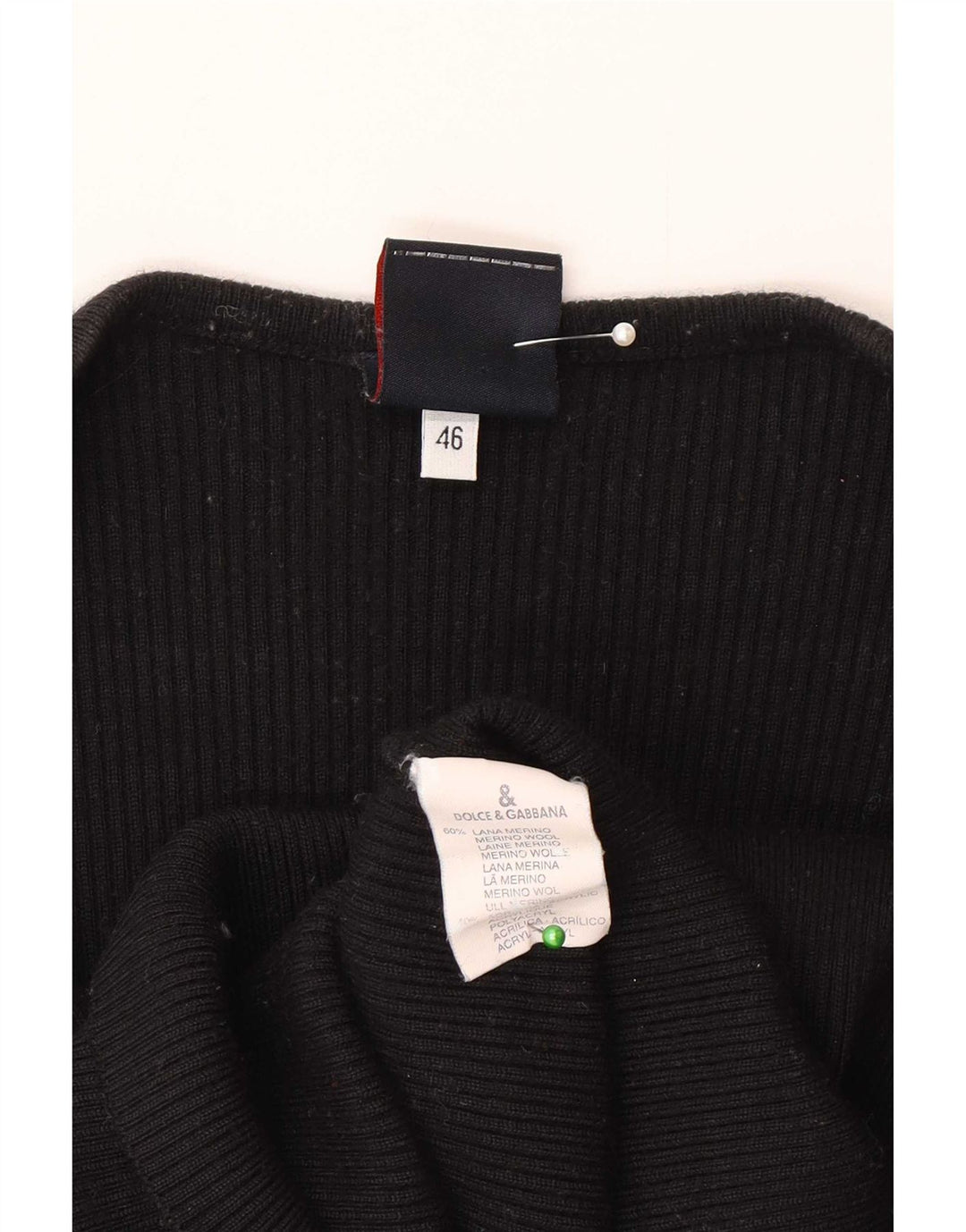 Dolce & Gabbana Top Donna Manica Lunga IT 46 Large Nero Lana Merino