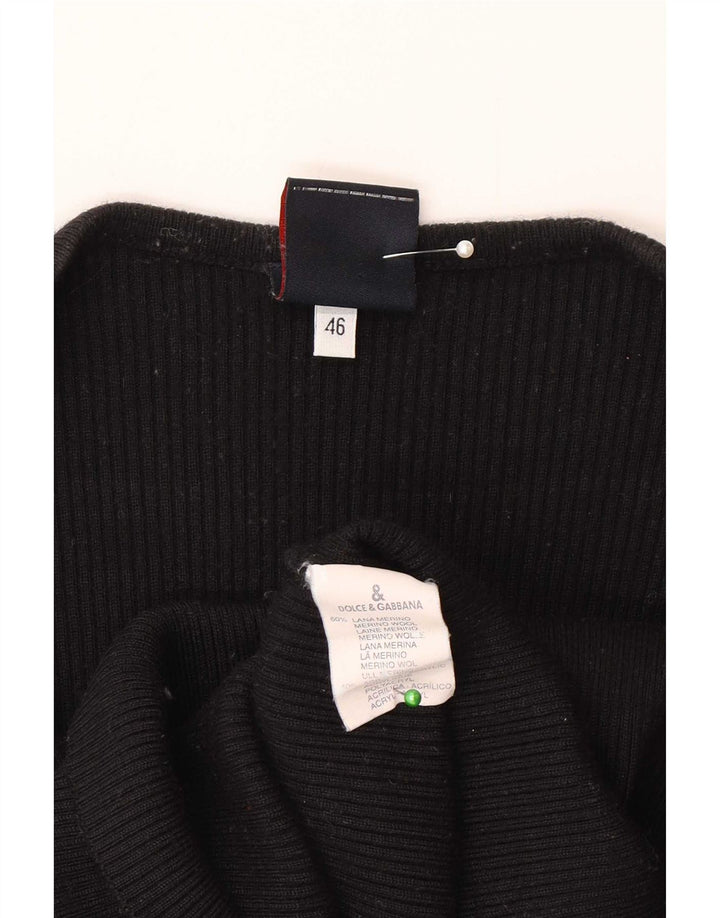 Dolce & Gabbana Top Donna Manica Lunga IT 46 Large Nero Lana Merino