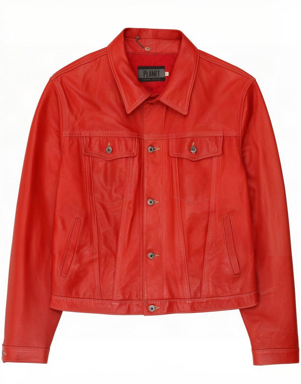 Giacca in pelle da uomo Planet IT 54 2XL Rossa