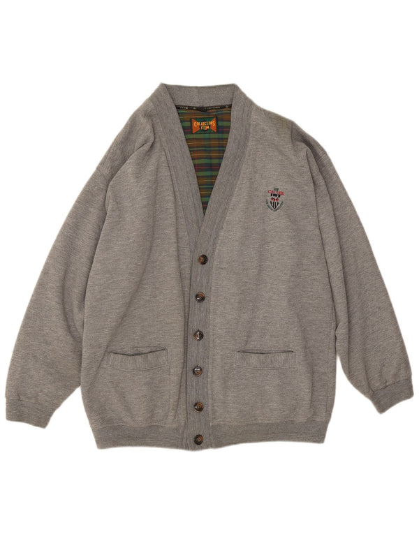 Maglione cardigan da uomo vintage in poliestere grigio medio