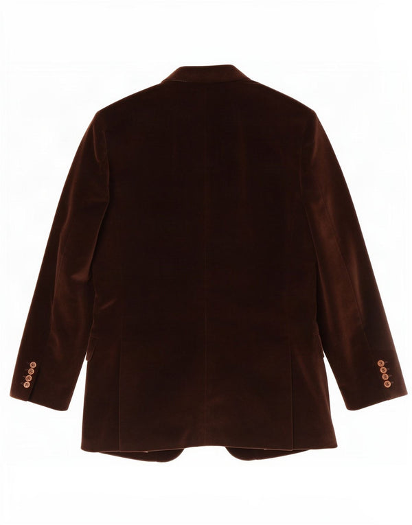 Maestrami Mens 3 Button Velvet Blazer Jacket IT 50 Large Brown Cotton