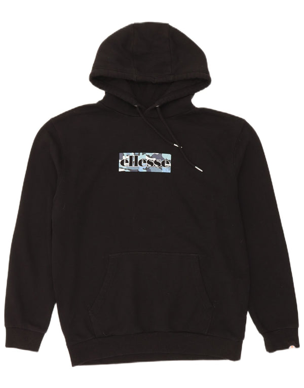 Felpa con cappuccio grafica da donna Ellesse UK 14 Large Black Cotton Sports