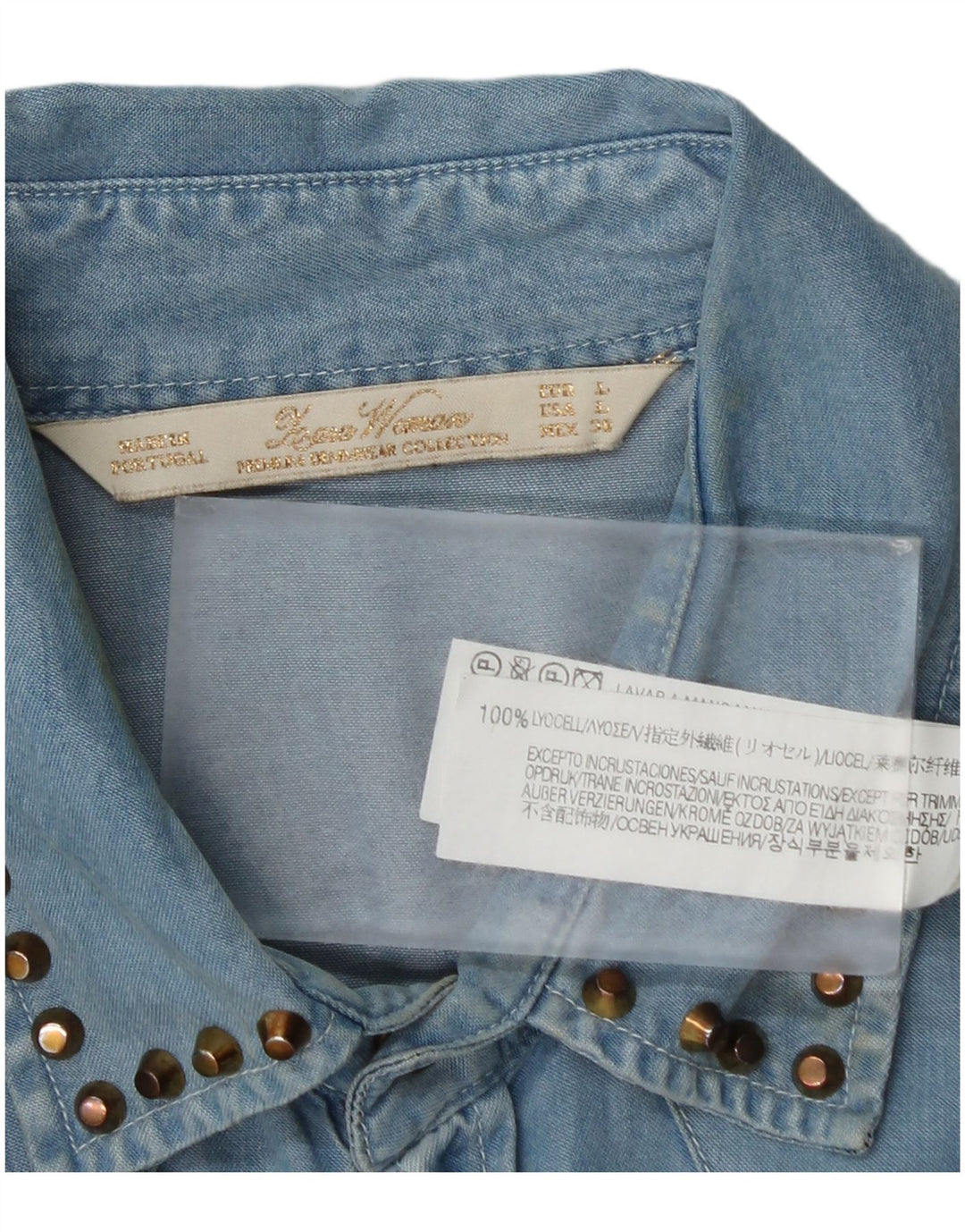 Camicia in denim da donna Zara UK 16 Large Lyocell blu