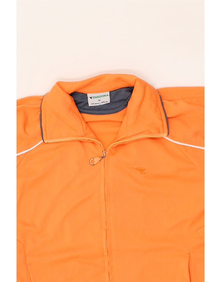 DIADORA Boys Tracksuit Top Jacket 10-11 Years Orange Colourblock Polyester Vintage Diadora and Second-Hand Diadora from Messina Hembry 
