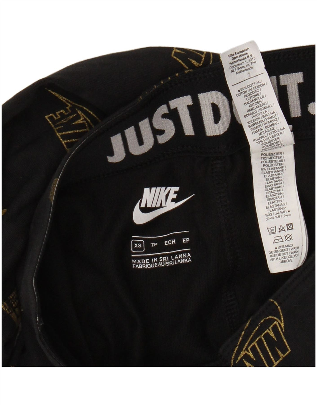 Leggings grafici da donna Nike UK 6 XS logo in cotone nero