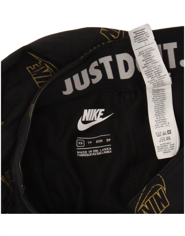 Leggings grafici da donna Nike UK 6 XS logo in cotone nero